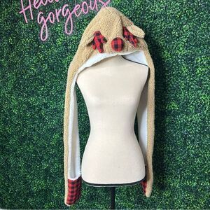 Reindeer Plaid Christmas Claire’s Hooded Scarf